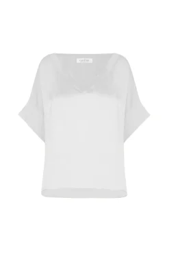 Best Sale Carolina Bianca Short Sleeve Top White with V Neck