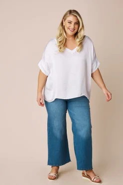 Best Sale Carolina Bianca Short Sleeve Top White with V Neck