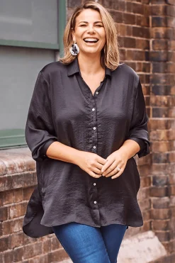 Best Sale Carolina Briella Long Sleeve Collared Shirt Black
