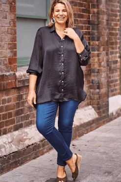 Best Sale Carolina Briella Long Sleeve Collared Shirt Black