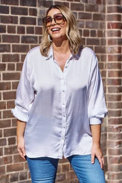 Best Carolina Briella Long Sleeve Collared Shirt in White