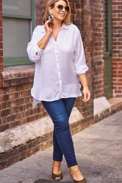 Best Carolina Briella Long Sleeve Collared Shirt in White