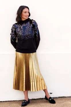 Fashion Carolina Caitlin Pleated Skirt Gold