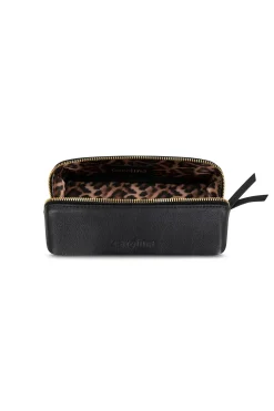 Best Carolina Cara Make Up Bag Black Soft Leather