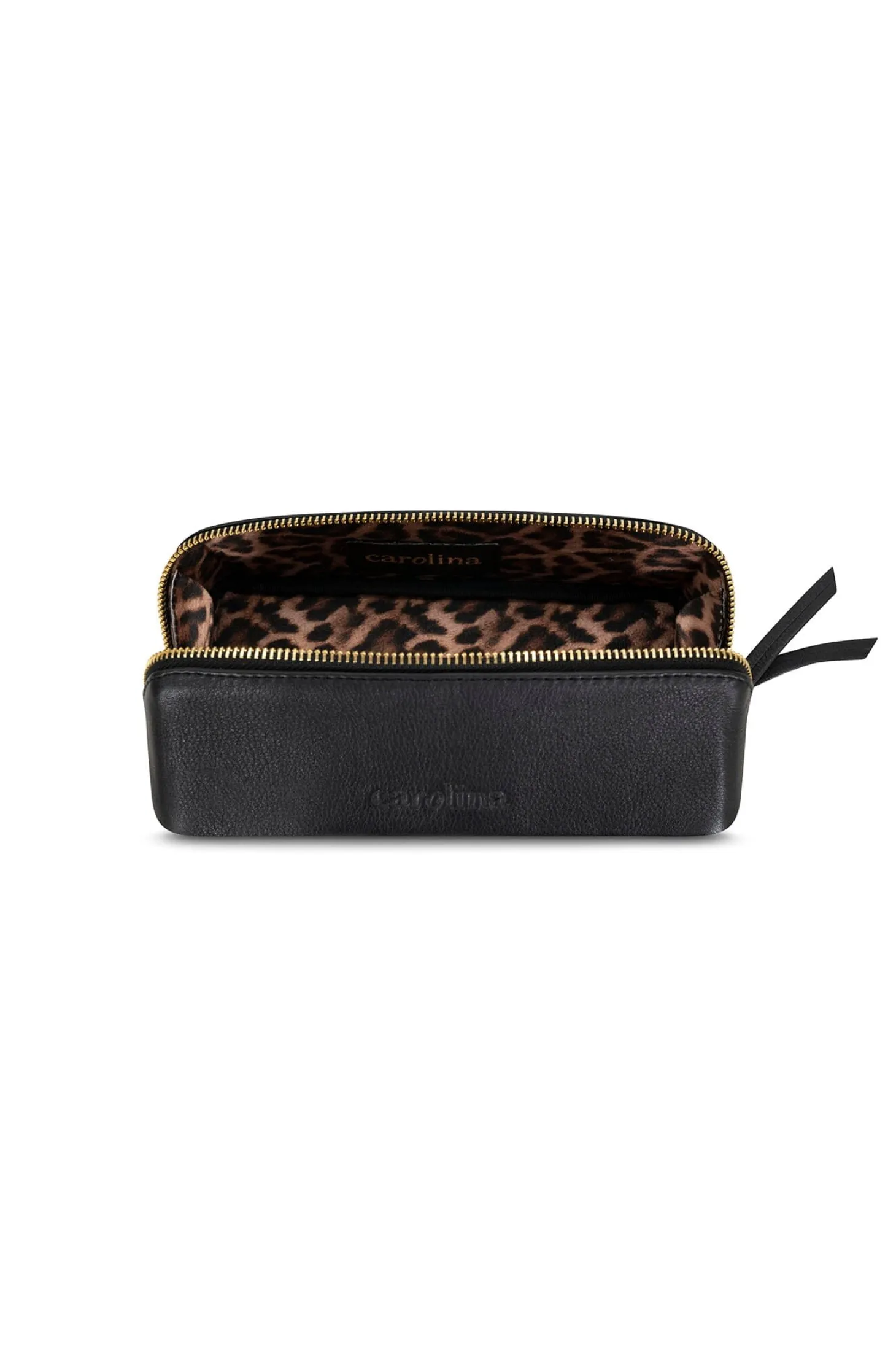 Best Carolina Cara Make Up Bag Black Soft Leather