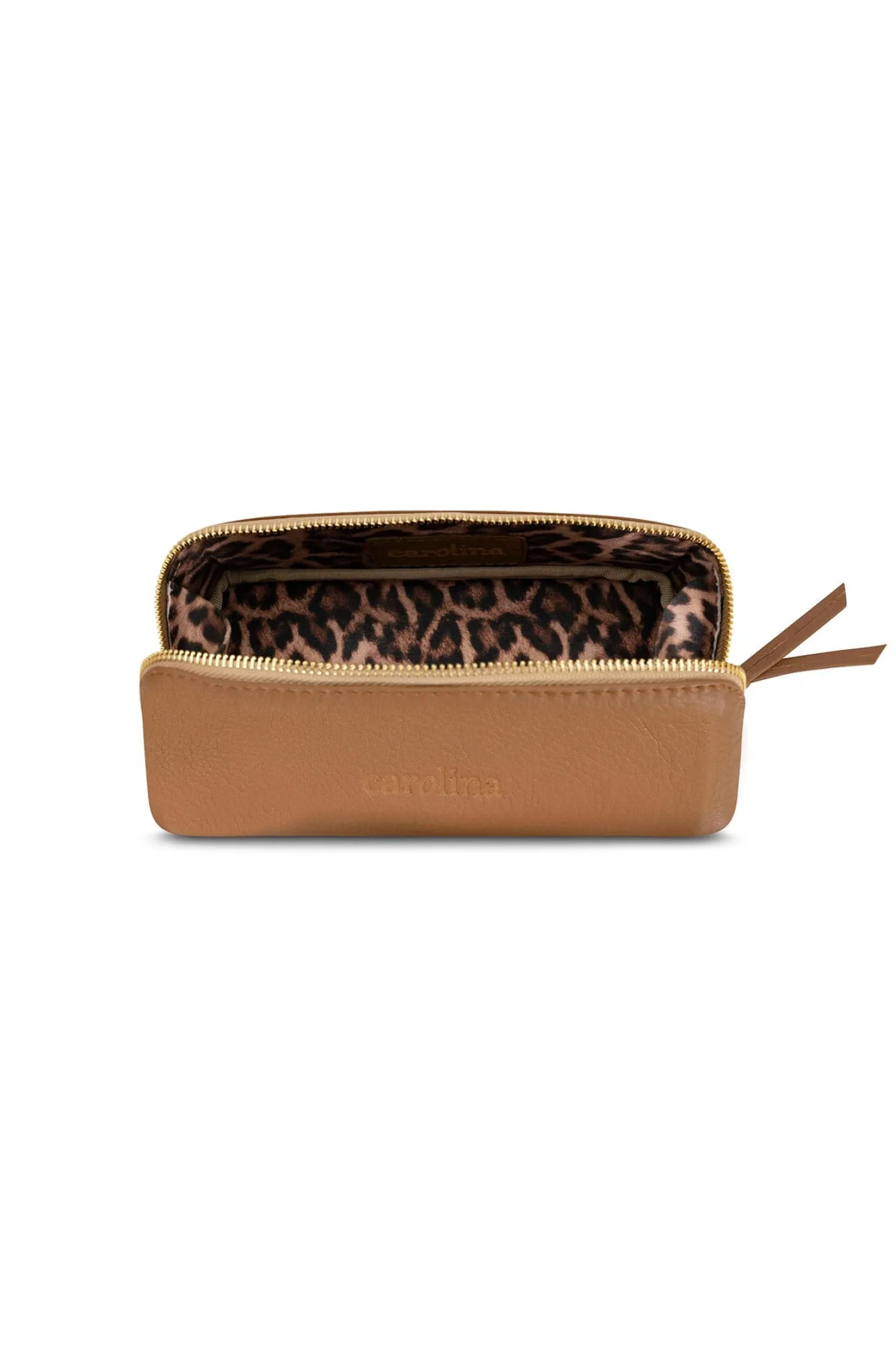 Clearance Carolina Cara Make Up Bag Tan Soft Leather