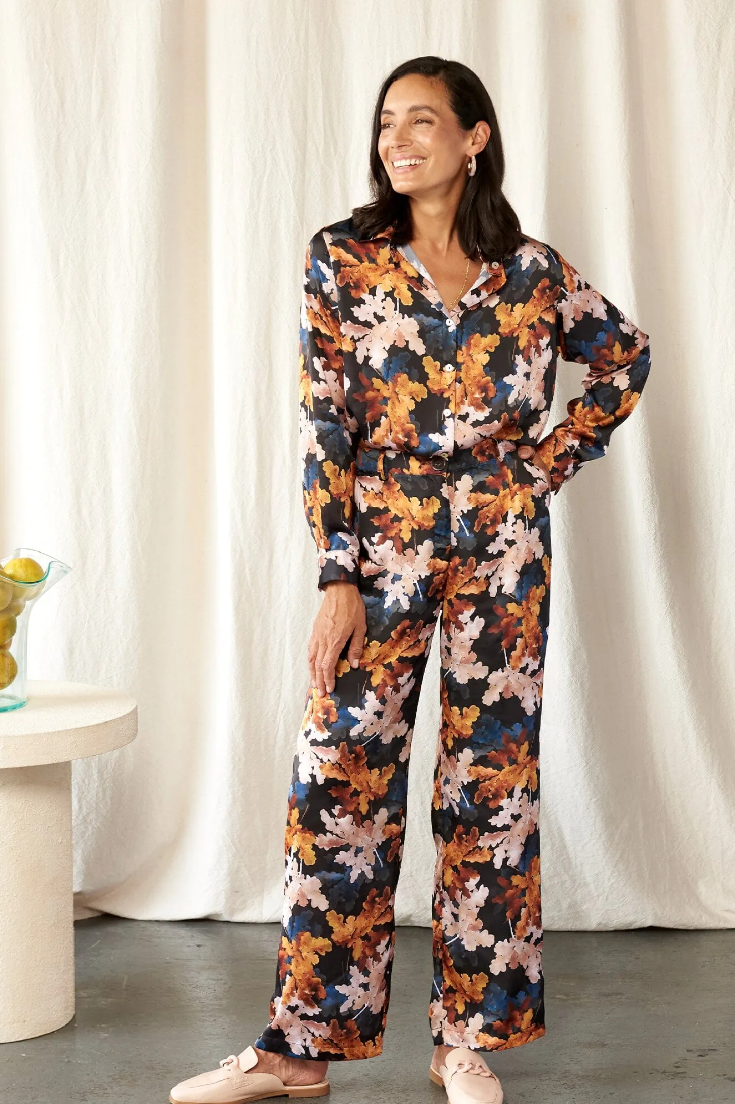 Cheap Carolina Cassia Print Long Sleeve Collared Shirt