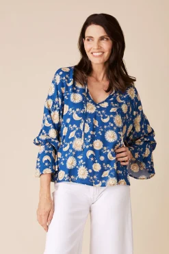 Outlet Carolina Celeste Long Sleeve Top Indigo