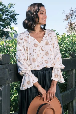 Clearance Carolina Celeste Long Sleeve Top White
