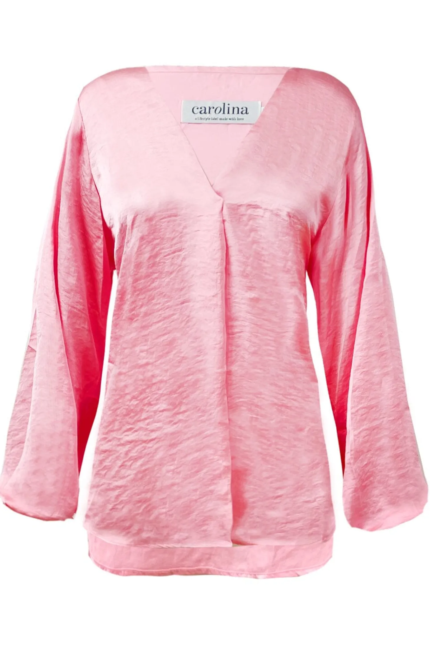 Store Carolina Charlotte V-Neck Long Sleeve Top Rose Pink
