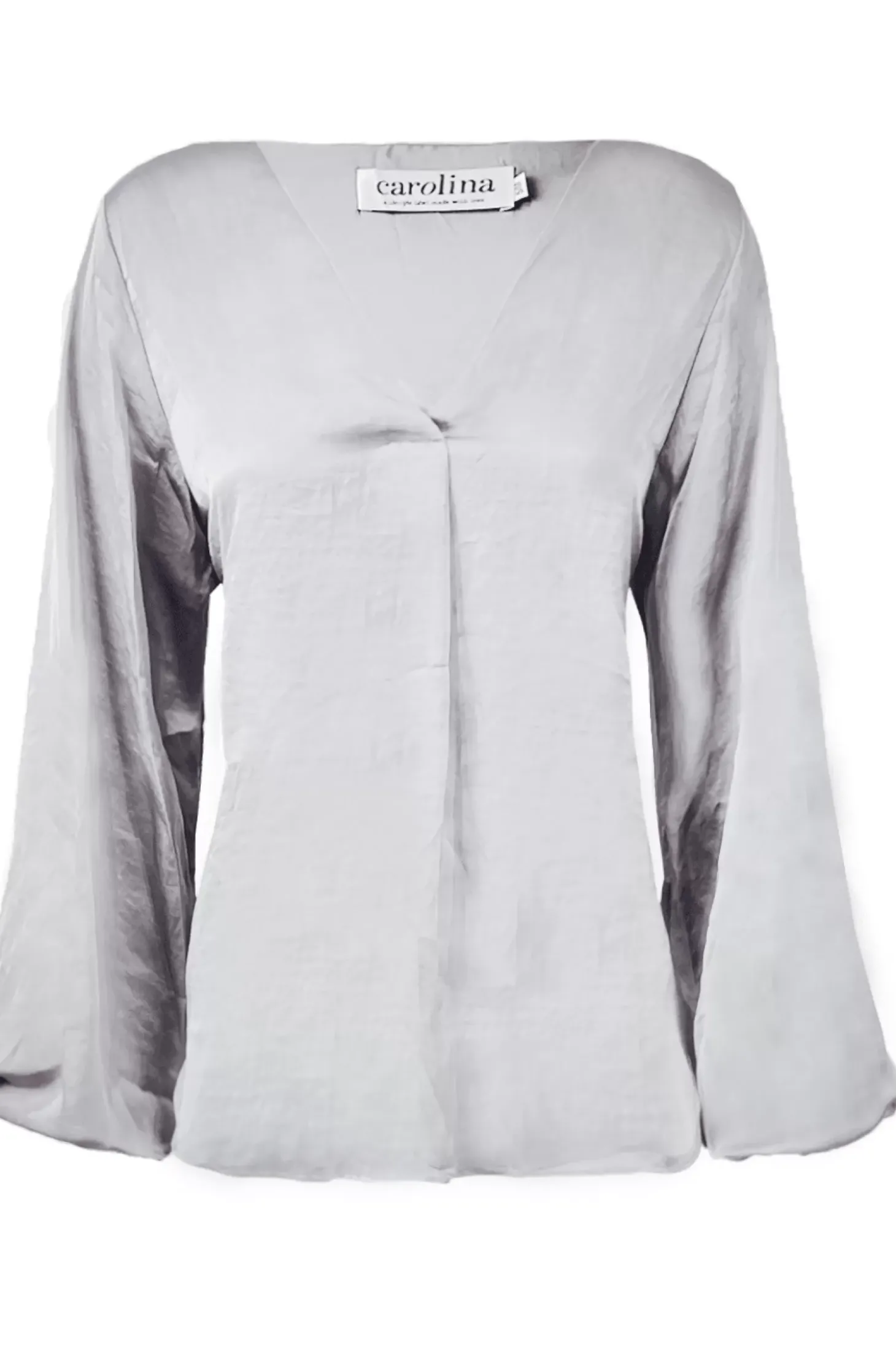 Fashion Carolina Charlotte V-Neck Long Sleeve Top Grey
