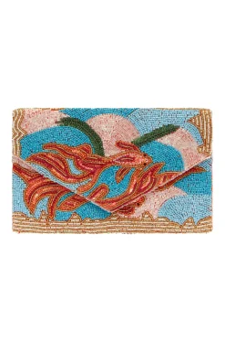 Best Sale Carolina Cora Sequinned Clutch Bag Turquoise