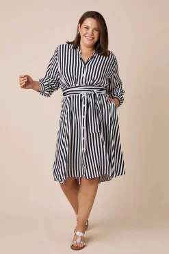 Store Carolina Corsica Stripe Dress Navy and White