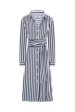 Store Carolina Corsica Stripe Dress Navy and White