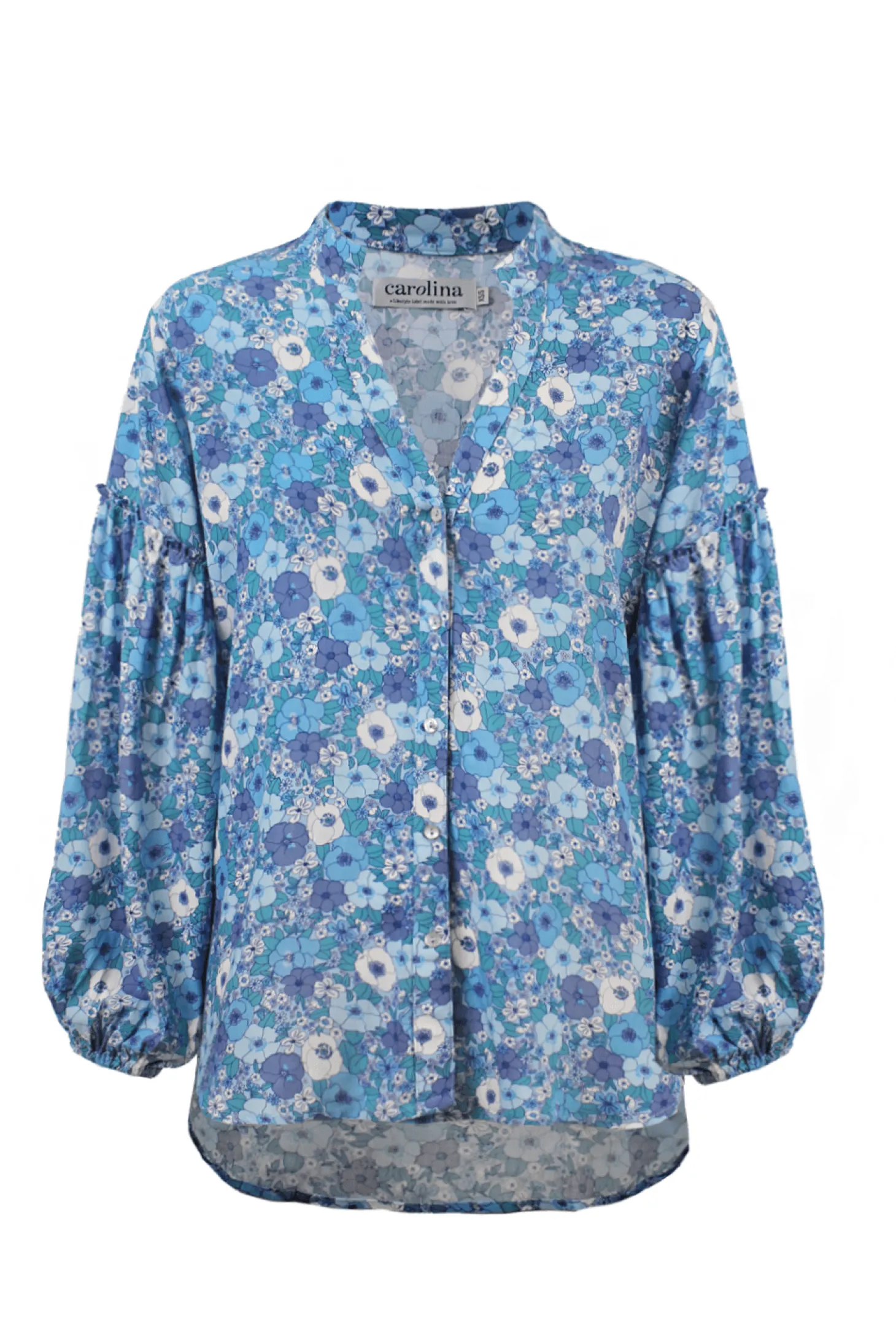 Outlet Carolina Dana Floral Long Sleeve Top Blue