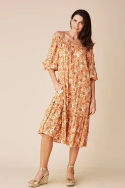 Outlet Carolina Dana Print Dress Papaya