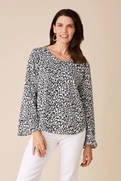 Sale Carolina Diana Long Sleeve Top Black and White