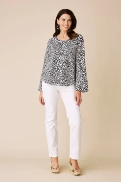 Sale Carolina Diana Long Sleeve Top Black and White