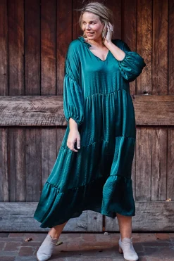 Clearance Carolina Elianna Dress Forest Green