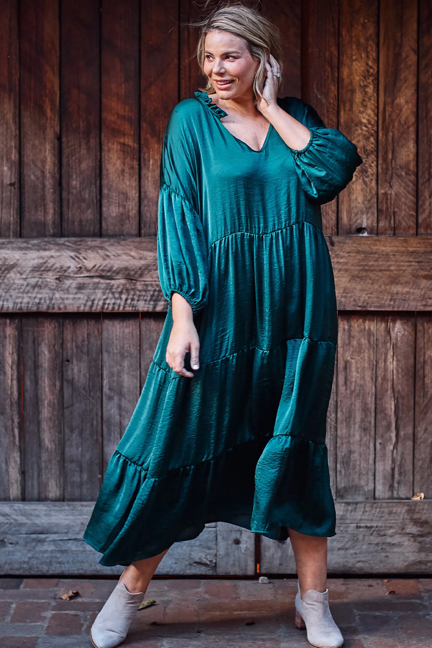 Clearance Carolina Elianna Dress Forest Green