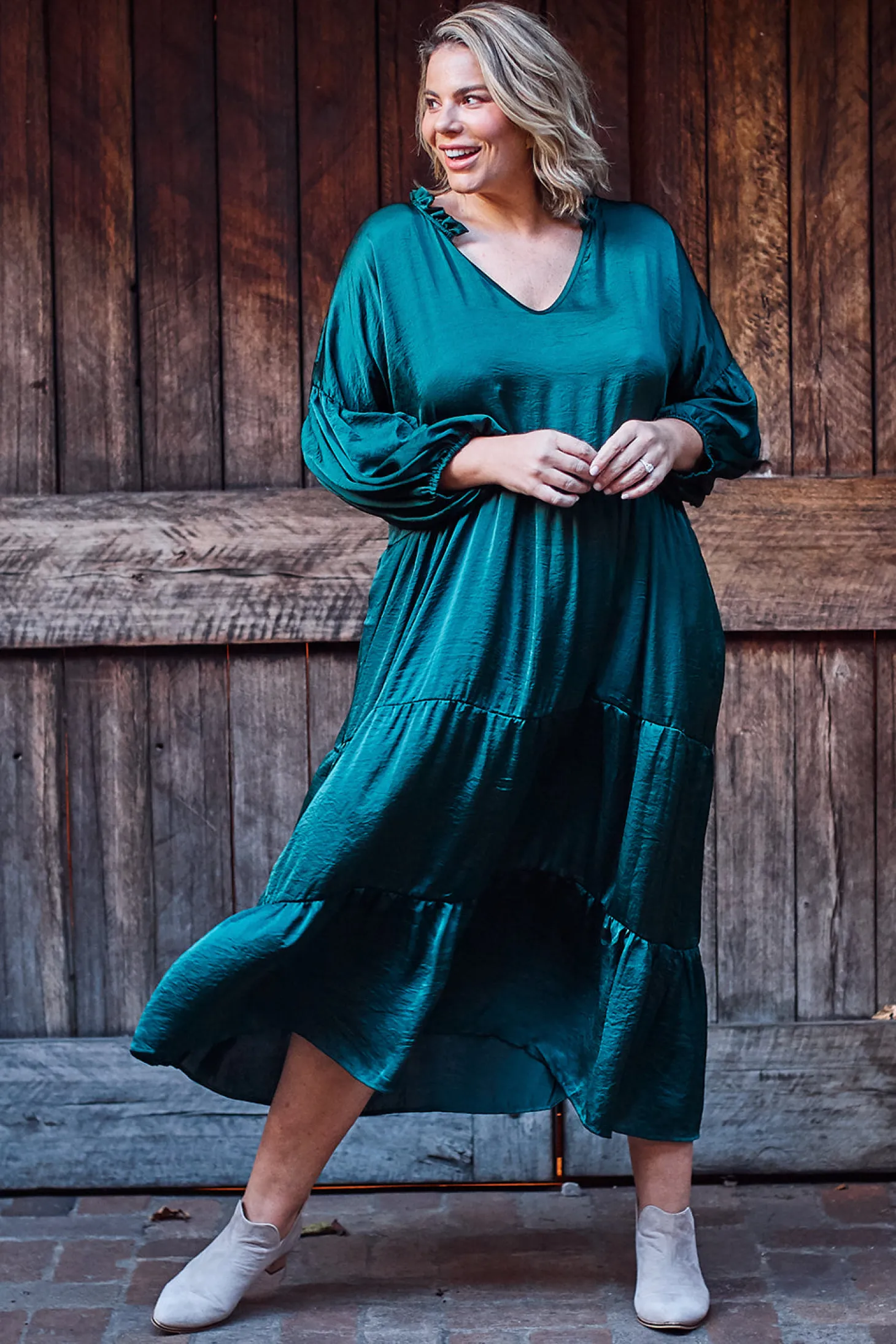 Clearance Carolina Elianna Dress Forest Green