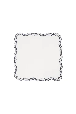 Store Carolina Embroidered Linen Napkin Navy Set of 4