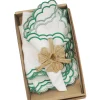 Hot Carolina Embroidered Linen Napkin Emerald Set of 4