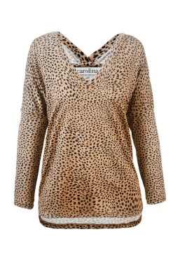 Best Sale Carolina Erica Essential Long Sleeve Top Cheetah Camel