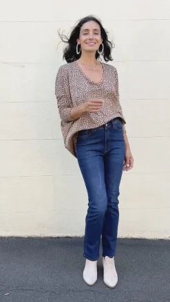 Best Sale Carolina Erica Essential Long Sleeve Top Cheetah Camel