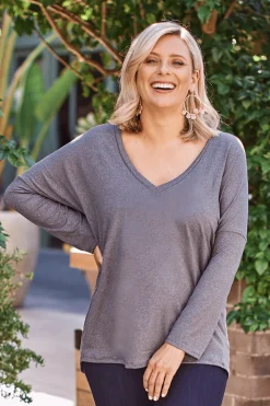 Cheap Carolina Erica Essential Long Sleeve Top Charcoal