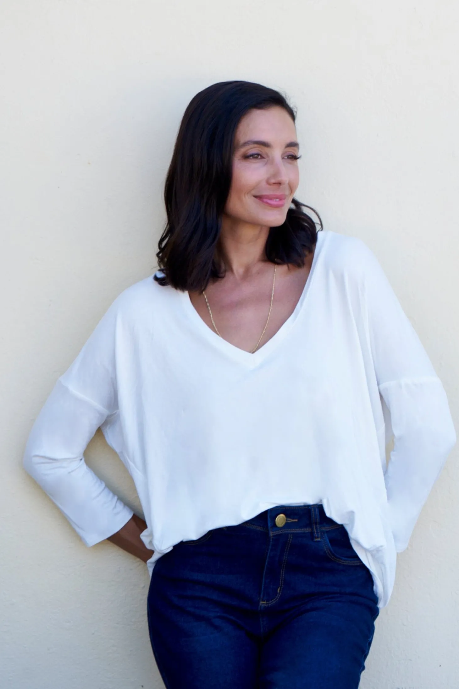 Outlet Carolina Erica Essential Long Sleeve Top Ivory