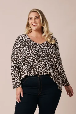 Cheap Carolina Erica Essential Long Sleeve Top Animal Print
