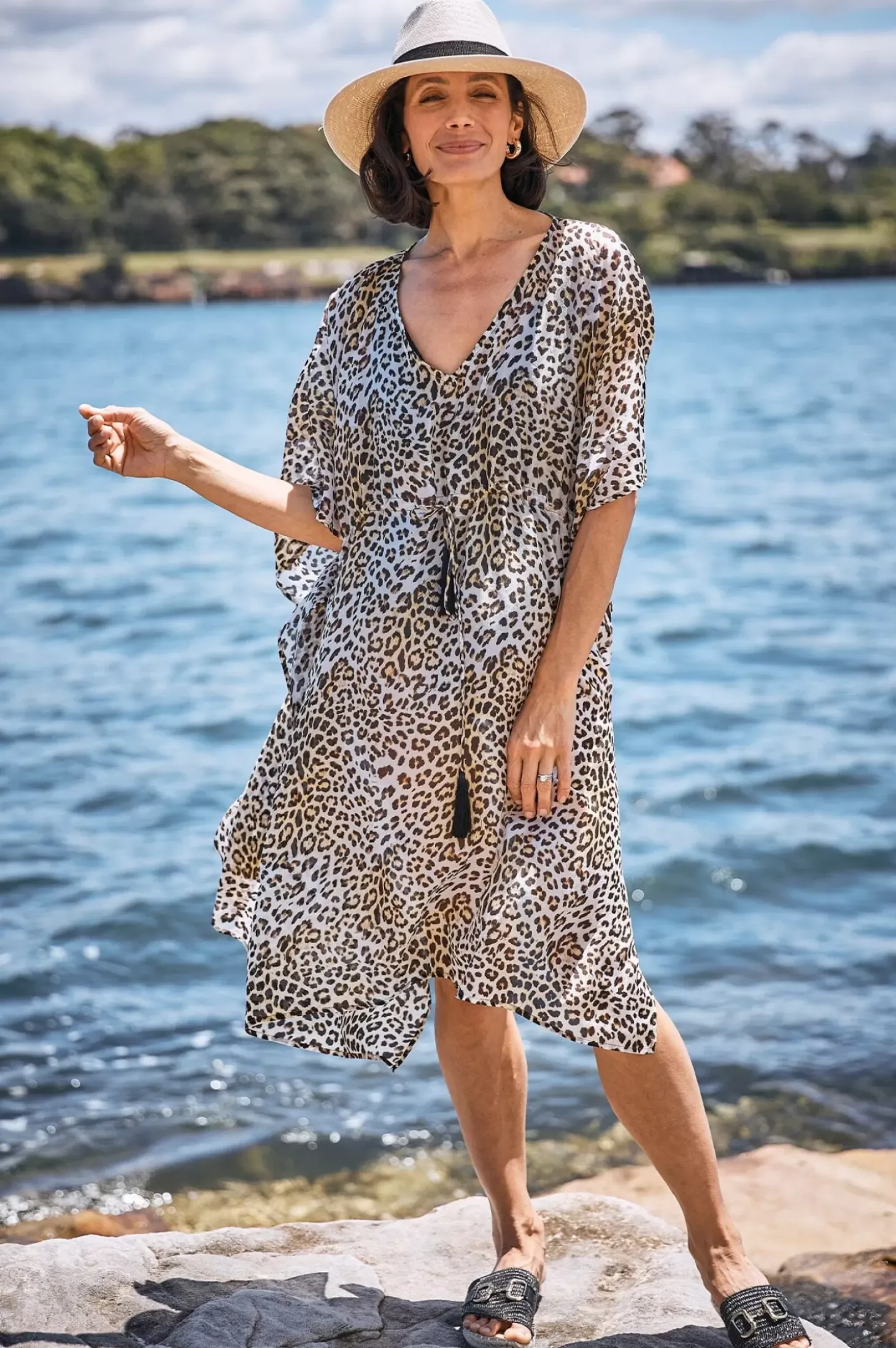 Fashion Carolina Esmé Silk Kaftan Animal Print-Pre Order
