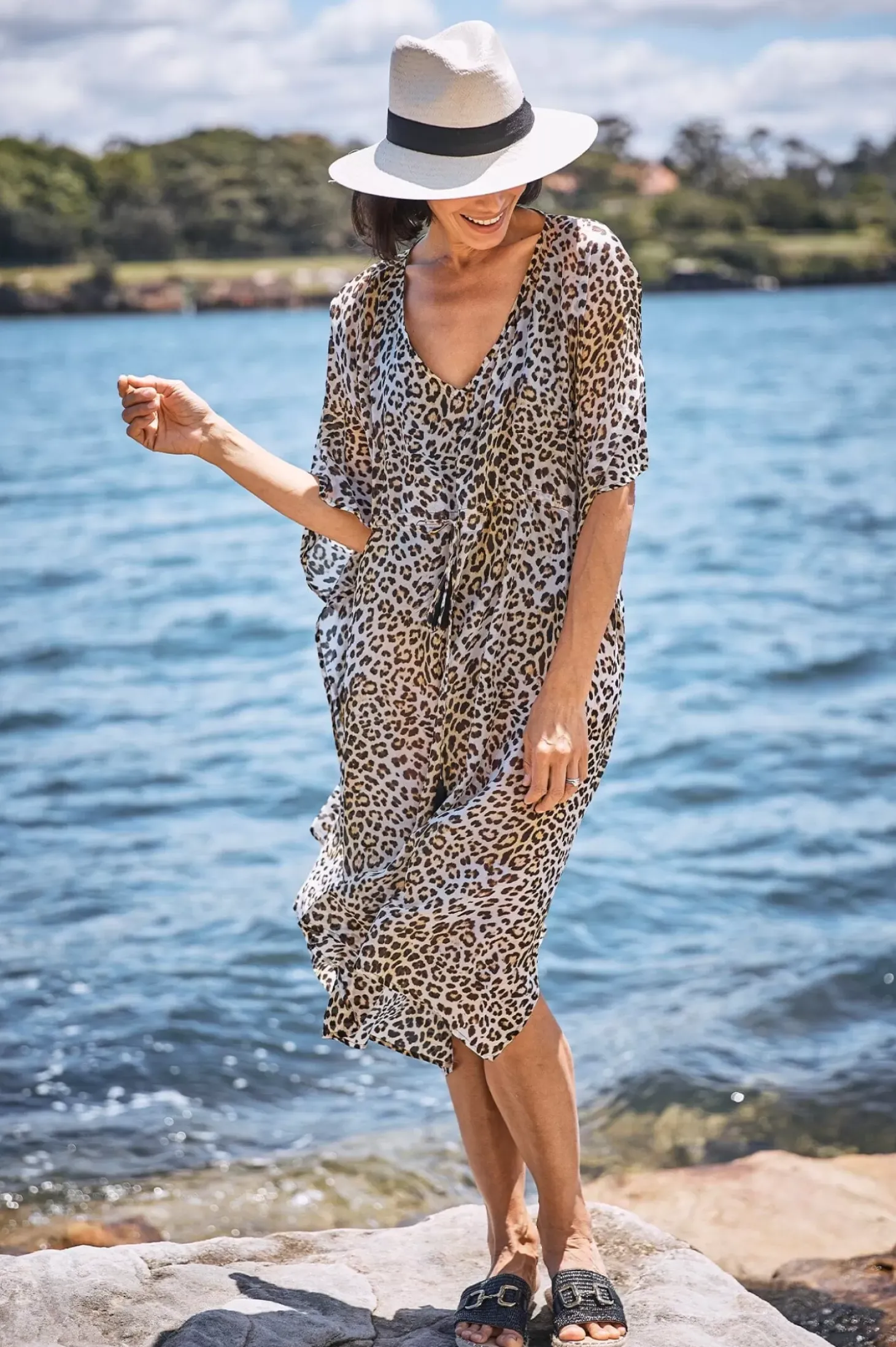 Fashion Carolina Esmé Silk Kaftan Animal Print-Pre Order