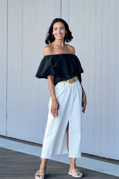 Best Sale Carolina Eva Off Shoulder Top Black