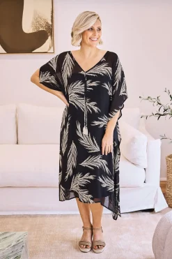 Discount Carolina Frances Feather Kaftan Black
