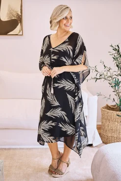 Discount Carolina Frances Feather Kaftan Black