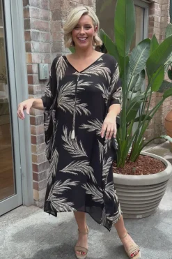 Discount Carolina Frances Feather Kaftan Black