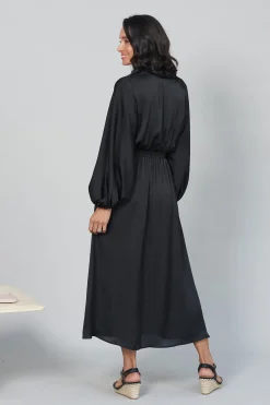 Online Carolina Georgina Long Sleeve Dress Black with Collar