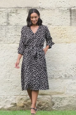 Clearance Carolina Gina Polka Dot Dress Black and White