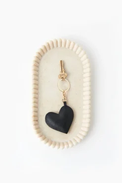 Online Carolina Heart Keyring Soft Leather Black