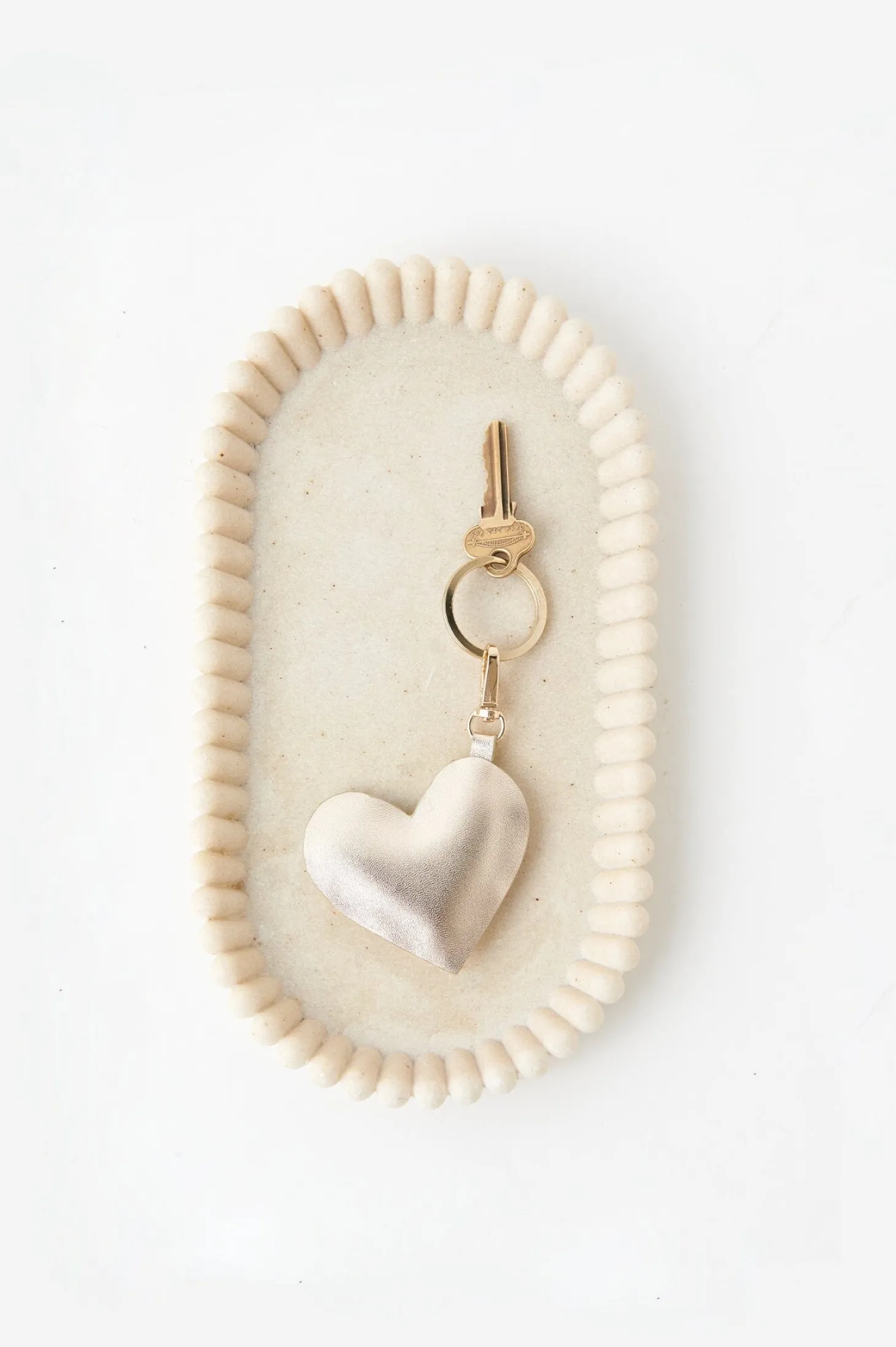 Clearance Carolina Heart Keyring Soft Leather Gold