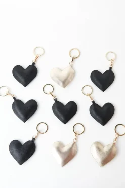 Clearance Carolina Heart Keyring Soft Leather Gold