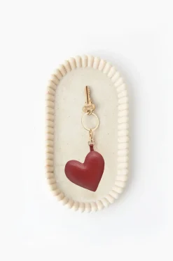 New Carolina Heart Keyring Soft Leather Red