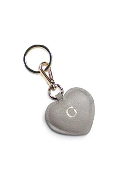 Hot Carolina Heart Leather Keyring Grey