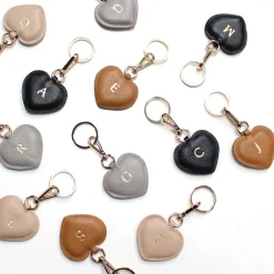 Hot Carolina Heart Leather Keyring Grey