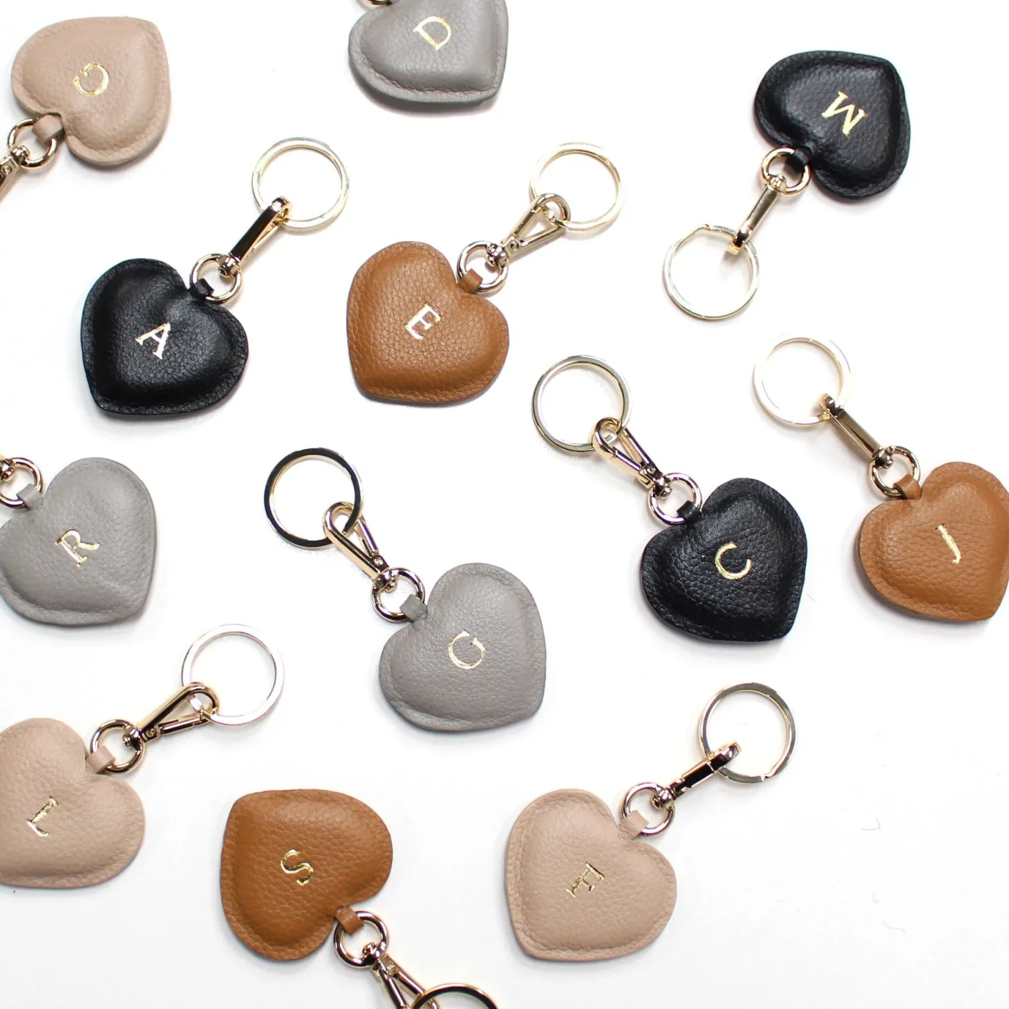 Hot Carolina Heart Leather Keyring Grey