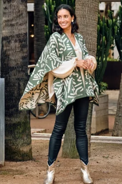 Store Carolina Hollie Wrap Ivory and Emerald