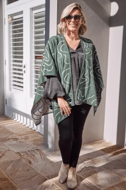 Store Carolina Hollie Wrap Ivory and Emerald Swirls