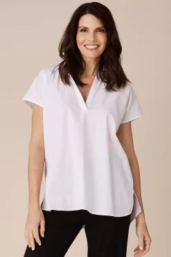 Sale Carolina Indiana Short Sleeve Collared Top White-Pre Order